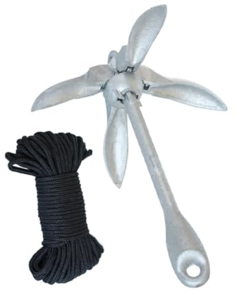 YARNOW 1.5kg Ancre Pliable Galvanisée pour Bateau Pneumatique et Bateau de Acier Titane Renforcée et Facile à Transporter