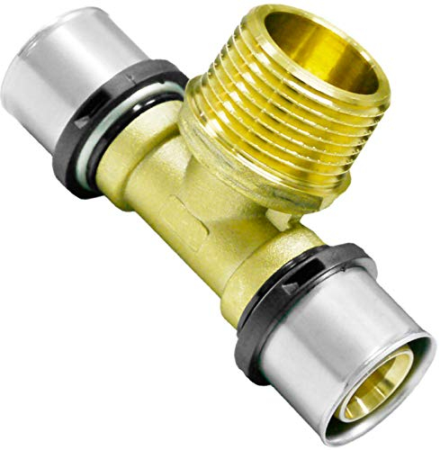 Pipetec Press-T-Stück mit Außengewinde 26x3mm - 3/4 - 26x3mm, DVGW, TH