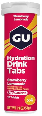 GU Energy Hydration Electrolyte Drink Tablets, Enhanced Endurance Sports Drink for Running, Cycling, Triathlon, 4-Count (48 Servings), Strawberry Lemonade