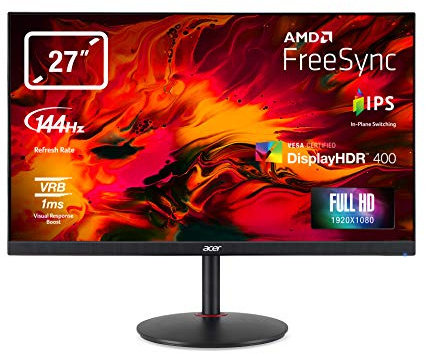 acer Nitro XV272Pbmiiprzx Monitor Gaming FreeSync, 27, Display IPS FHD, 144 Hz, 1 ms, HDMI 2.0, DP 1.2a, USB3.0, Lum 400 cd/m2, Speaker Integrati, Cavi HDMI, USB3.0 Inclusi