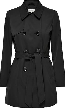 ONLY Women's Onlvalerie Trenchcoat Cc OTW Trenchcoat Not Applicable, Black, L