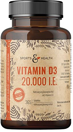 Vitamin D3 Hochdosiert 20000 Depot - 365 Vitamin D3 Tabletten - Hochdosiertes Vitamin D3 20000 IE - Vitamin D Tabletten - Vitamin D 20000 - D3 20000 IE Kapseln Tablette