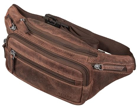 STILORD 'Zion' Vintage Gürteltasche Echtleder als Bauchtasche Umhängetasche oder Brusttasche Cross-Body Bag Hüfttasche Männer Damen Handy Festival Leder, Farbe:Veleta - braun