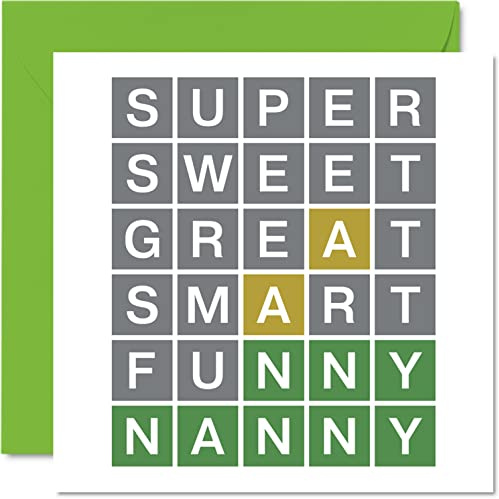 Stuff4 Geburtstagskarten Großmutter Wortpuzzle-Quiz intelligent lustig | Geburtstagskarte für Nanny von Enkelsohn und Enkelin, 145 mm, Witz-Grußkarten für Oma, Oma, Großmutter