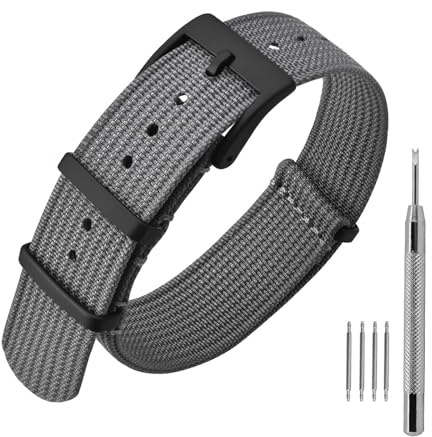 ANNEFIT Nylon Uhrenarmbänder 16mm 18mm 20mm 22mm mit Edelstahl Metall Schließe, Sport Atmungsaktive Ersatzarmband