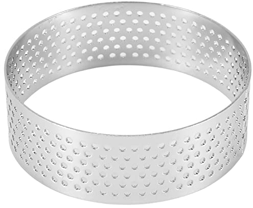 Hopbucan 10 Pezzi Tondo Dessert in Acciaio Perforato Torta di Frutta Torta Quiche Mousse Stampo Cucina Stampo da Forno 6 Cm