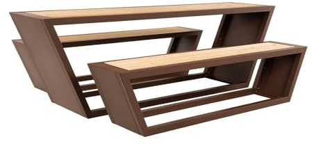 Home Deluxe - Sitzgarnitur KOBON- 240,5 x 76 x 60 cm, Material: Stahl, Sibirische Lärche, 3-Teilig - 1 Tisch, 2 Bänke I Gartenmöbel Sitzgruppe Gartengarnitur Garten