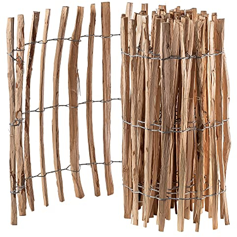 KADAX Zaun aus Hasel, Staketenzaun aus Haselnuss, Gartenzaun in verschiedenen Größen, witterungsbeständige Staketen, Holzzaun für Garten, Naturprodukt ((4-6cm) 90x500cm)