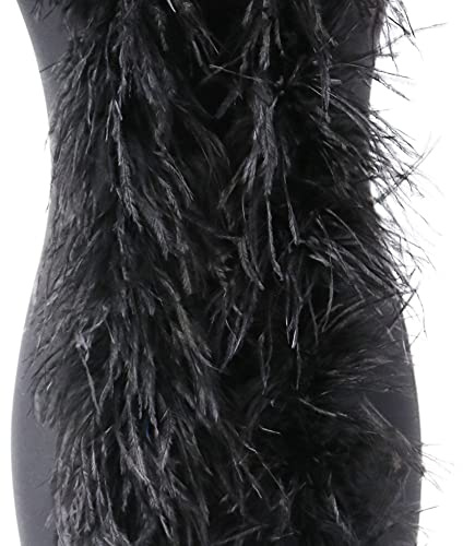 LICHENGTAI Flauschige Federboa, 200 cm Federstola Feder Schal Weiss Federboa Einfarbig Federdichten Flauschige Straußenfedern Für Weihnachtsbaum Karneval Fasching Stola Kostüm Party Damen Kinder