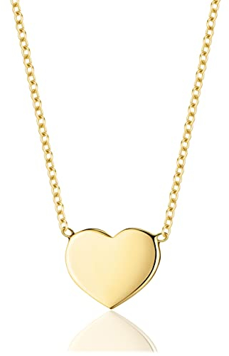 OROVI Damen Goldschmuck, Gold Kette mit Herz Anhänger, 9 Karat (375) Gelbgold, Ankerkette, Collier 41 cm