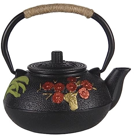 AMYSTY Teiere Giapponese Teiera in Ghisa Teiere da 600 Ml Teiera Giapponese in Ghisa Teiera Teiera Bollitore per Cucina Domestica Teiera Ghisa Teiera Giapponese