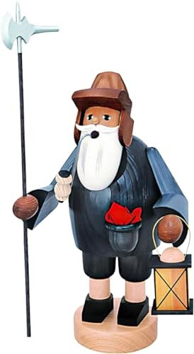 SAFE Räuchermännchen Nachtwächter 18 cm | Weihnachtsdeko traditionelle Kunsthandwerk aus dem Erzgebirge | inkl. 250g Holzscheiben (KWO)