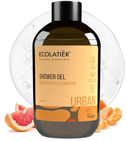 ECOLATIÈR Duschgel Grapefruit & Clementine - ECOLATIER URBAN Serie, 600 ml - Natürliche Extrakte für Belebende Frische