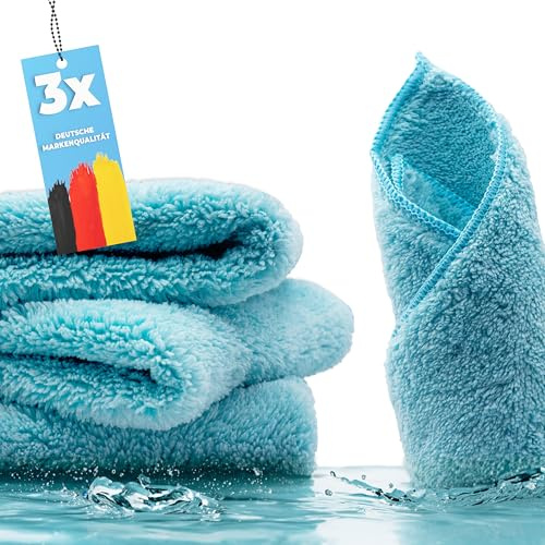 HELOME Mikrofaser Super Saugtuch/Staubtuch – 3er Set – Effiziente, Chemiefreie Reinigung mit Super Saugkraft – Microfaser-Trockentuch, Staubmagnet | Autopflege – auch als 10er-Pack wählbar