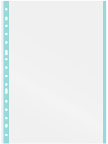Grafoplás Plastic Sleeves for Folios | Pack of 10 | Glass | Pastel Blue Border | Extra Polypropylene | Reinforced Spine | Perfect for Ring Binder