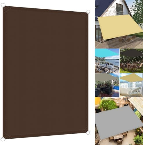 Tenda a Vela Ombreggiante Quadrata 5 x 7.5 m Impermeabile Tenda Velo Sole Tenda da Giardino Protezione Solare Antivento con Fune per Arredo Esterno, Giardino e Terrazzo, Marrone