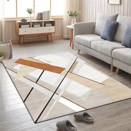 Kunsen 80X140CM Schlafzimmer Teppich Läufer Kreativ geometrisch, rutschfest, modisch, samtarm, waschbar, schmutzabweisend, einfach Teppich Kinderzimmer grau Flickenteppich Teppich Läufer Flur