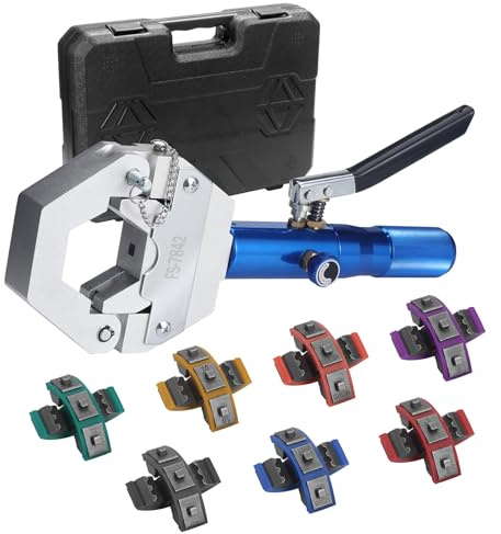 HSEAMALL Hydraulik Schlauch Crimper A/C Hydraulic Hose Crimper, Klimaanlage Schlauch Crimper Hydraulikschlauchpresse Manuelle Hand Crimpzange 7 Dies