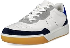 ECCO Men's Street Court Lace Sneaker, Peat/White/Lime Punch, 10-10.5