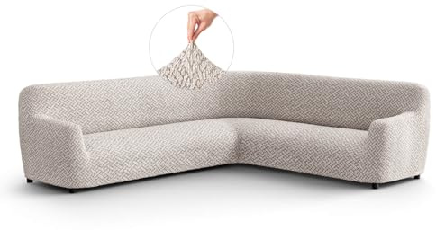 PAULATO - Sofabezug Ecksofa-Husse aus der Kollektion Venezia Mikrofaser, kratzfestes und maschinenwaschbares Gewebe, Made in Italy, Venezia Natürlich