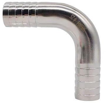 1 stück Fit Rohr ID 12.7/16/19/22/25/32/38/45/51/57/63/76/89mm Schlauch Stacheldraht 304 Edelstahl Sanitär 90 Grad Rohrbogen Fitting(25mm)
