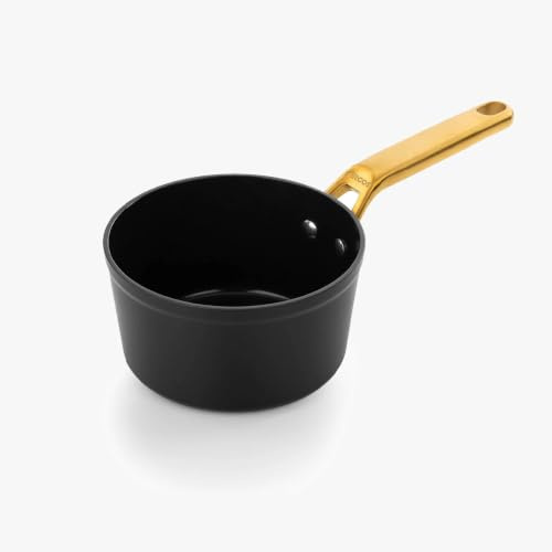 Arcos Serie Samoa Iconic | Cazo Antiadherente Cerámico 16 cm y 1,5 L | Aluminio Forjado | Apta cualquier cocina | Mango Acero Inoxidable | Color Negro | LIBRE DE (PFOA/PTFE/PFOS)
