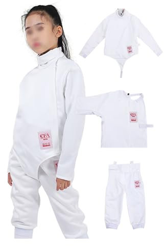 WRYSQBHJYB Fechtanzug 450N, 3-teiliges Fechtuniform-Set – Fechtausrüstung, Fechtjacke für Florettdegensäbel (Rechtshänder)(50#)