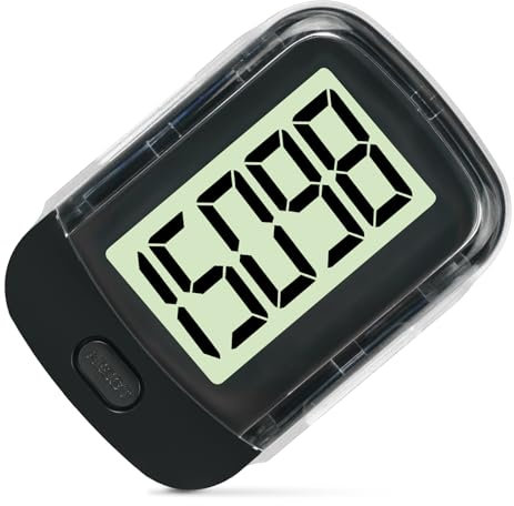Flintronic Step Counter for Walking, 3D Portable Sports Pedometer with Clip and Lanyard - Fitness Tracker for Men/Women/Elders/Kids, Black