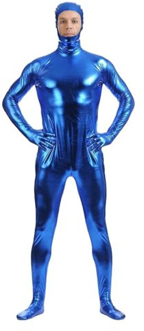 Glänzendes Jumpsuit Herren Lackleder- Catsuit Ganzkörper Herren Sexy,Overall Herren Eng Mode Leder Kostüme All-Inclusive-Gelcoat mit offener Oberfläche für Fasching Party Karneval Cosplay Outfits