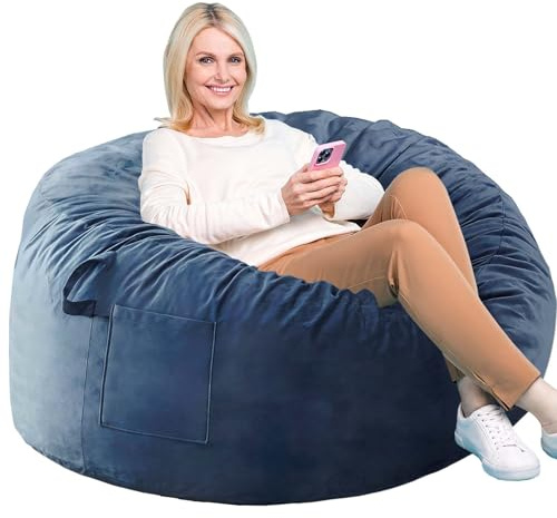 breadsac Bean Bag Chairs, Memory Foam Stuffing Bean Bag Chair for Adults/Teens/Kids, Velvet Lazy Sofa Furniture with Removable High-Rebound Memory Foam for Living Room Bedroom College Dorm
