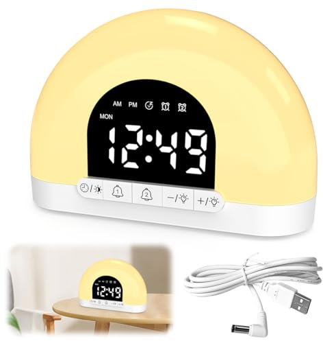 RANJIMA Tageslichtwecker, Lichtwecker Sonnenaufgang Sonnenuntergang Simulation,Wecker mit Licht und Wake Up Light, für Schulanfänger Einschulung Kinder, für Schlafzimmer,Wohnzimmer,Büro,Ostergeschenke