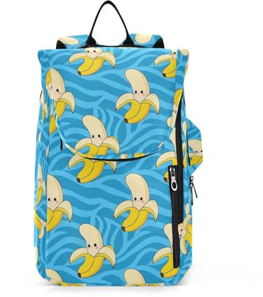 Amooorous Tennis-Rucksack für Erwachsene, groß, stabil, lustig, gelbe Bananen, blaue Streifen, 3 Schläger, Badminton-Tasche für Tennis, Badminton, Pickleball, Bolso Para, Guardar Raquetas, Tennis