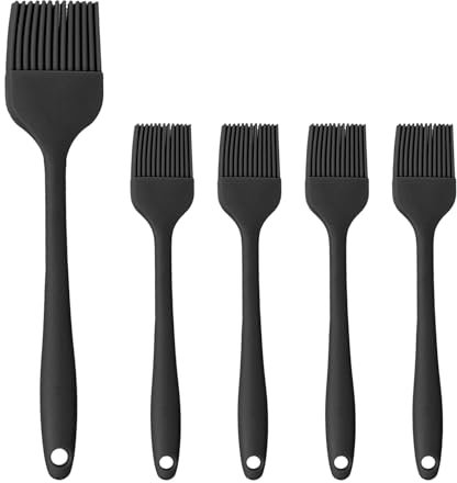 APOMOONS 5 Pcs Pincel Cocina Repostería Cepillo Brocha Cocina Fácil Pincel Silicona Cocina Resistentes Pincel Cocina Silicona de Marinados Barbacoa Hornear