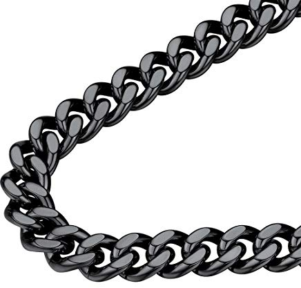 FindChic Cuban Chains for Men, Sturdy Stainless Steel Necklace, Silver/Gold/Black Curb Chains, 5/7/9/12mm, 14 18 20 22 24 26 28 30 Length, Men's Jewellery Gifts for Him(Come with Gift Box)