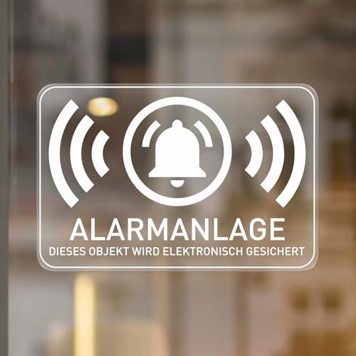 YIKIADA 10 Stück Alarmanlage Aufkleber 7,6 × 5 cm Vinyl Selbstklebend Alarmgesichert Sicherheit Etiketten Wasserdicht Einbruchschutz Sticker für Auto Büro Haus (Innenkleber)