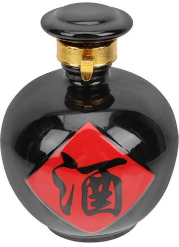 Uonlytech Frasco de Vino Sellado de Cerámica Tarro de Almacenamiento para Vino Casa Color Negro Clásico
