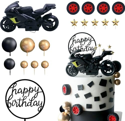 18 Stück Motorrad Geburtstagskuchen Set, Motorsport Thema, Sportdekoration, Party Dekorationsartikel, Kuchendekoration, Geburtstagsartikel