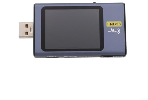 Eawfgtuw Voltmetro amperometro tester USB FNB58 con display LCD da 2 pollici, rilevamento rapido della carica per PD 2.0/3.0, QC 2.0/3.0/4.0, FCP, AFC, PE, DASH VOOC, (con controllo APP)