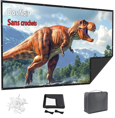 84 Zoll Beamer Leinwand Outdoor: VOOPVOR Projektionsleinwand Faltbar & Tragbar mit Tragetasche - 16:9 Schwarz, Lichtundurchlässig, Waschbar & Knitterfrei - Hinweis: ohne Klebehaken