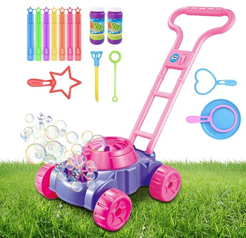Gräsklippare med bubbelmaskin, trädgårdsleksaker för sommaren utomhus, bubbelblåsmaskin för utomhusbruk, för förskolebarn, pojkar och flickor, jul, födelsedag, F