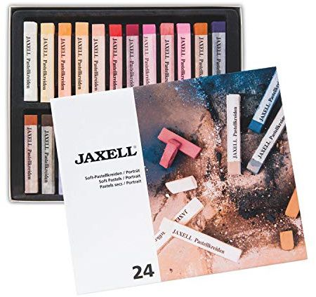 Honsell Jaxell Soft 47644 - Set di 24 gessetti pastello in formato ritratto, colori ricchi, per lavori di superficie e precisione, per artisti, pittori, scuola, lezioni d'arte, formazione