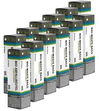 BIO4PACK Bio Abfallbeutel - Verschiedene Größen und Mengen (10 Liter, Menge: 12 Rollen)