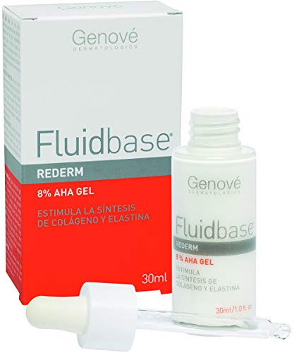 Fluidbase Rederm | 8% AHA Gel Forte | Antiaging | Pelle sensibile secca e acneica | Lascia la pelle morbida e liscia | Combatte rughe, iperpigmentazione, acne moderata e lesioni attiniche | 30 ml