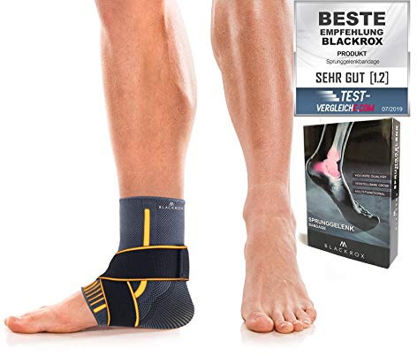 BLACKROX Sprunggelenkbandage, Vergleichssieger, Knöchelbandage, Sprunggelenk Bandage, Sport, Handball, Fußball, Volleyball, Fußbandage, Fussgelenkbandage Damen & Herren Links & Rechts (Gelb, S)