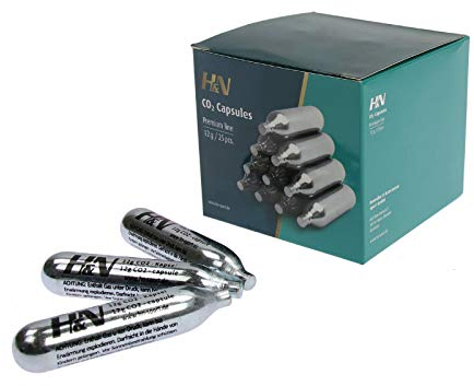 H&N Sport CO2 Kapseln 12g - 25er Pack für Softair, Paintball, Luftpistole oder Luftgewehr Airsoft CO² Patronen Kartuschen für CO2 Pistole Waffen