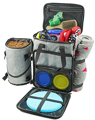 Perro Bolsa De Viaje Conjunto, Los Accesorios del Perro Bolsas De Equipaje, Aprobado por La Aerolínea, 1 Bolsa De Asas del Perro, 1 Comida para Perros Carrier Bolsa, 2 Cuencos De Silicona Plegables