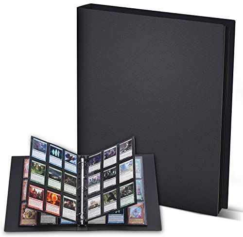 Lictin Raccoglitore Carte Maniche 540 Tasche (Nero)-Album trasparente impermeabile con 540 tasche per carte da gioco - 30 pagina nera raccolta carta libro