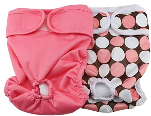 Amaliy Waschbar Hundewindeln Weiblich Wiederverwendbar Inkontinenz Windeln Hose (2er Pack) (S(Tailumfang: 26-42cm))