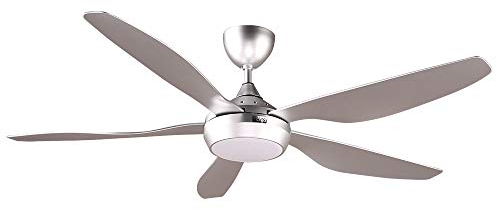 reiga Smart Deckenventilator mit dimmbarer LED Beleuchtung und Fernbedienung, 137 cm, 3 Farbtemperaturen & 6 Windgeschwindigkeiten, Timer & DC Motor, Kompatibel mit Smart Life App, Silber