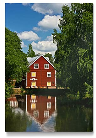 artboxONE Galerie-Print 30x20 cm Haus am Fluss hochwertiges Acrylglas auf Alu-Dibond von Anja B. Schäfer